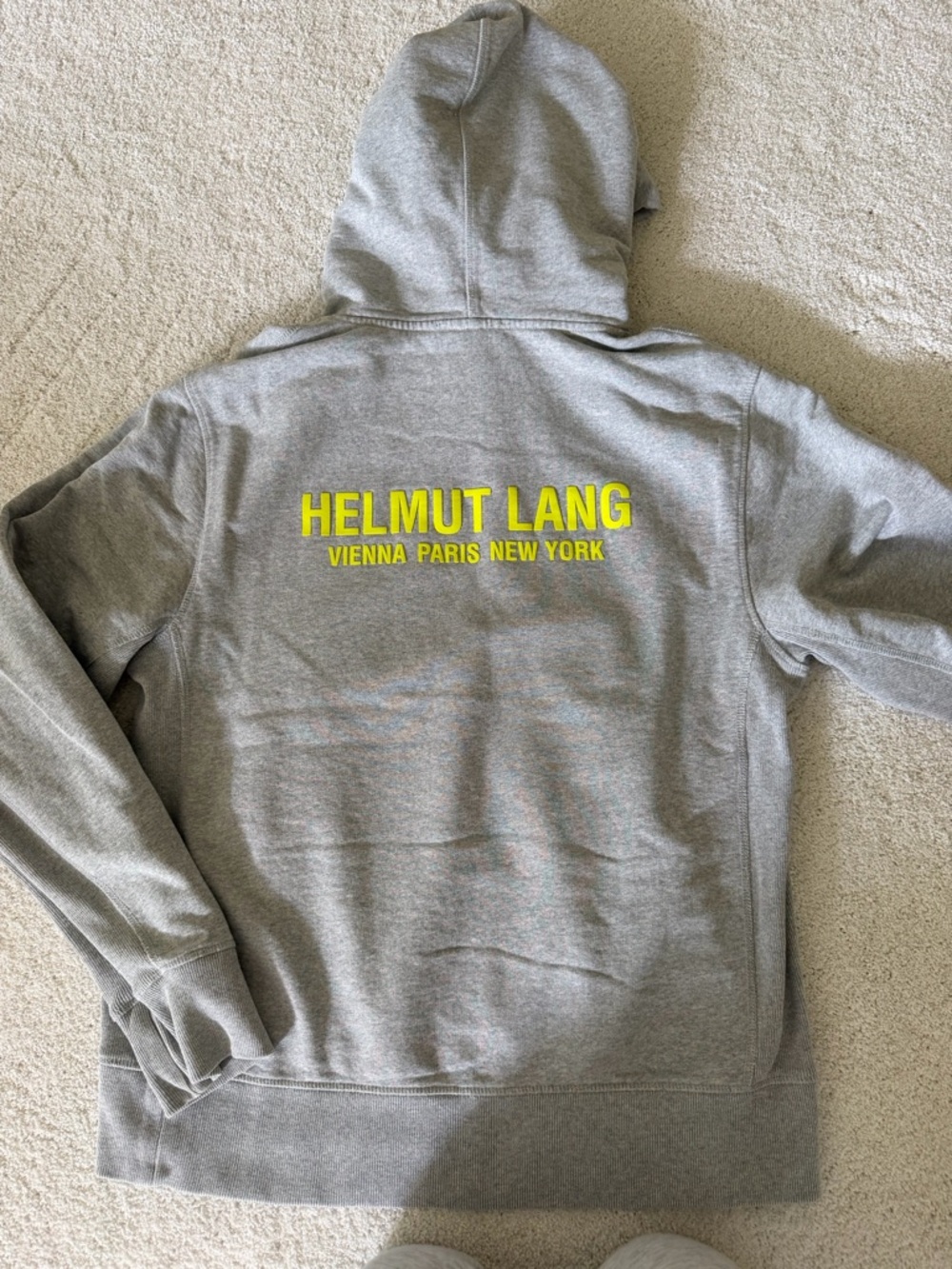 Helmut Lang Light Gray Pullover Sweatshirt with Subtle Tag Detail